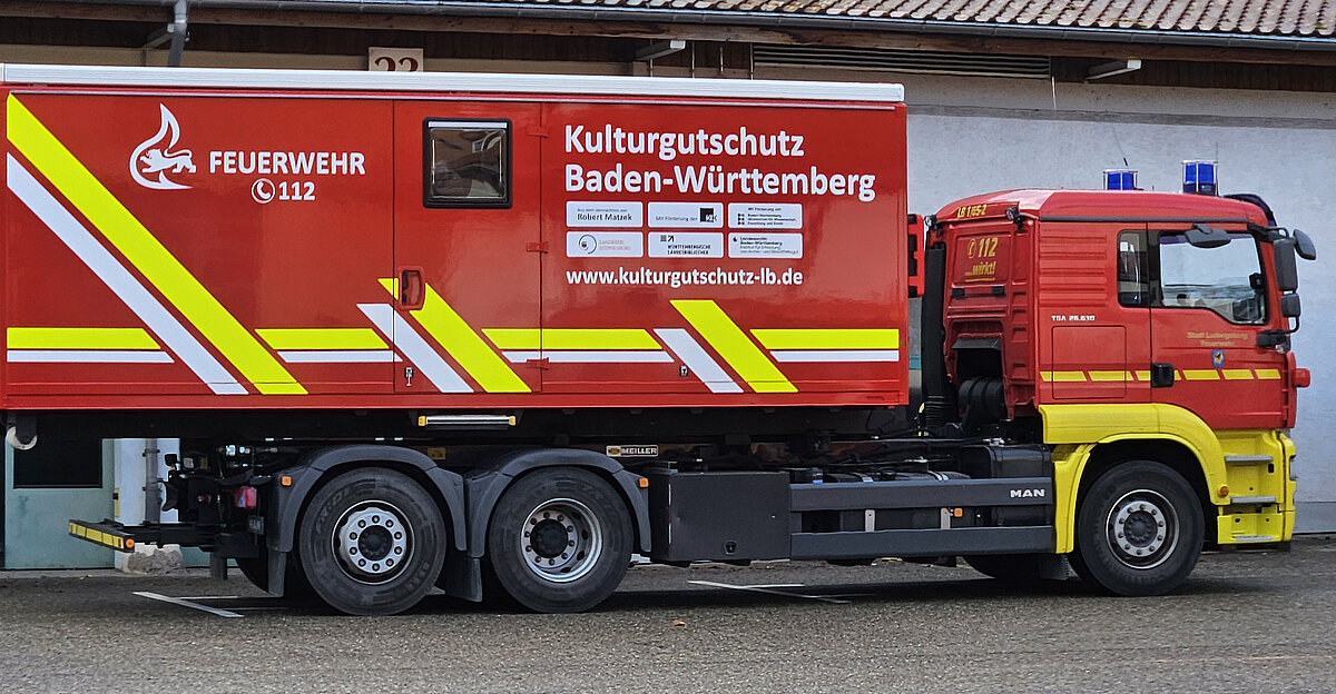 Der Container wird am 19. Dezember in der Feuerwehrwache Ludwigsburg der Öffentlichkeit vorgestellt. Foto: Württembergische Landesbibliothek