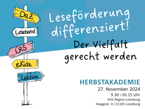 Am 27. November 2024 findet die Herbstakademie 2024 der Akademie für Leseförderung Niedersachsen in der VHS Lüneburg statt. Foto: Akademie für Leseförderung Niedersachsen