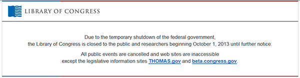 Library of Congress ist geschlossen